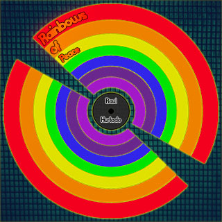 Rainbows of Peace artwork showing an LP with the colors of the rainbow